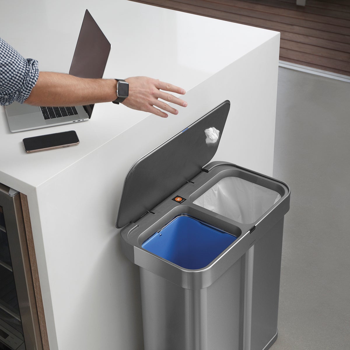 simplehuman 15 gal. Dual Compartment Sensor Can | The
